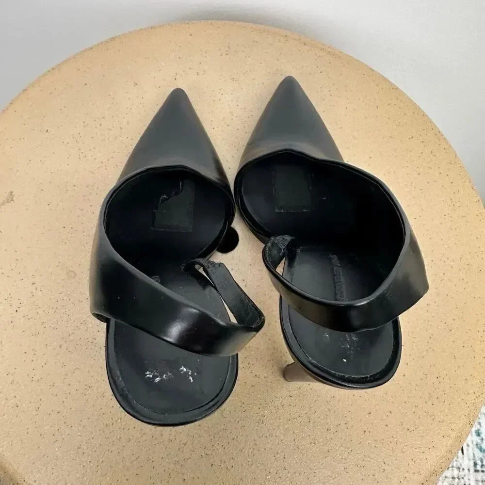 Alexander Wang Women’s Edie Slingback Heels Black Leather Pumps